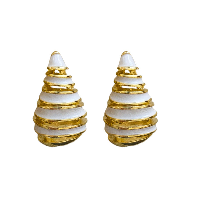 Wholesale Copper Plated Gold Dropping Oil Thread Curved Silver Needle Earrings